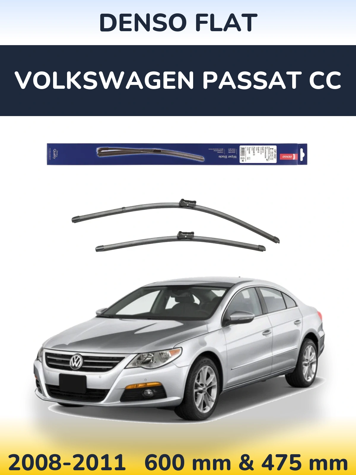 Komplet przednich wycieraczek Denso Flat 600 & 475 mm do Volkswagen Passat CC 2008-2011