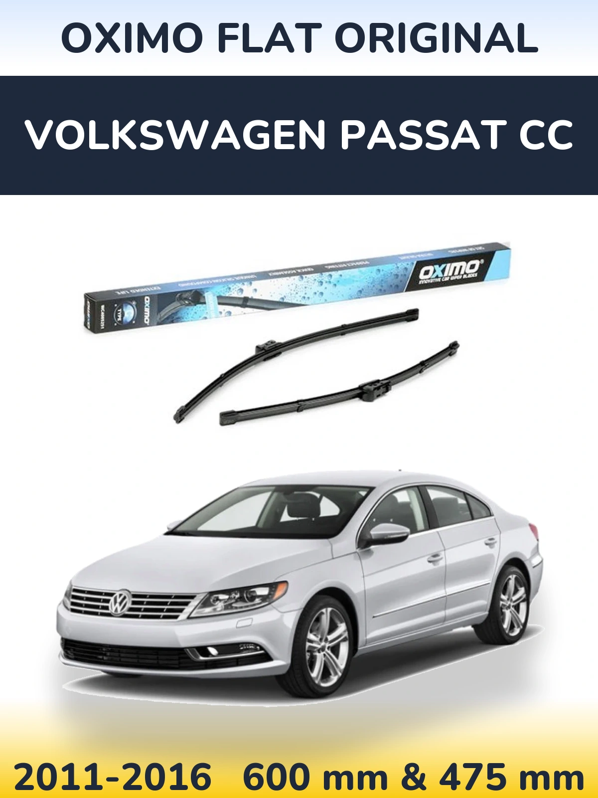 Front wiper blade set Oximo Flat Original 600 & 475 mm for Volkswagen Passat CC 2011-2016