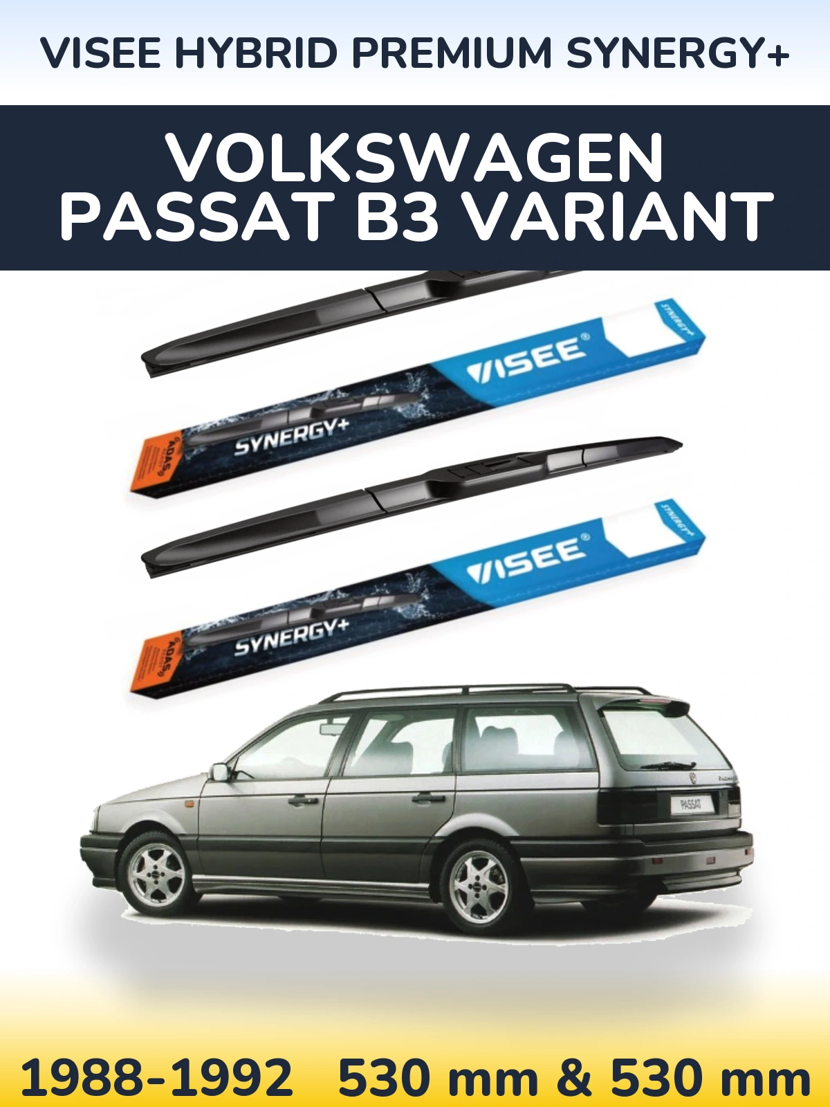 Komplet przednich wycieraczek VISEE HYBRID PREMIUM SYNERGY+ 530 & 530 mm do Volkswagen Passat B3 Variant 1988-1992