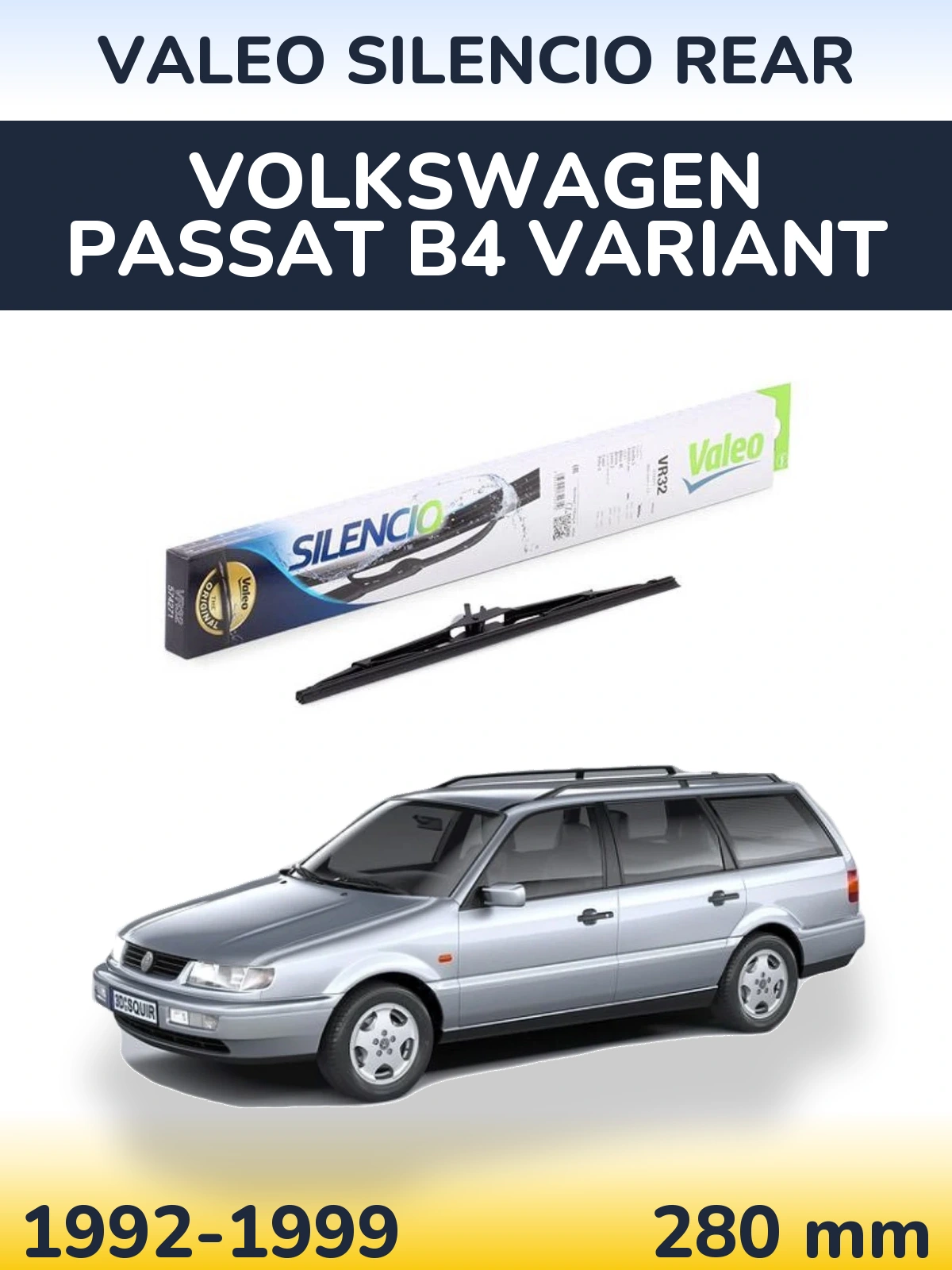 Rear wiper blade Valeo Silencio Rear 280 мм for Volkswagen Passat B4 Variant 1992-1999