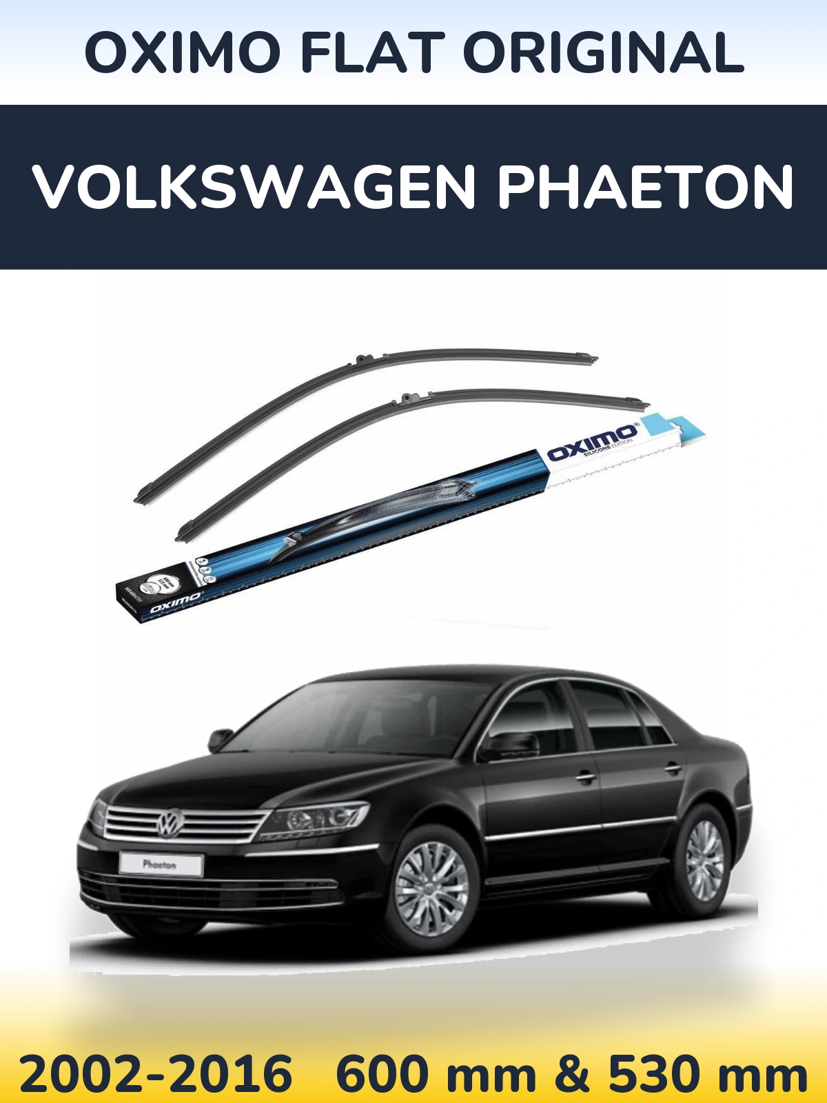 Front wiper blade set Oximo Flat Original 600 & 530 мм for Volkswagen Phaeton 2002-2016