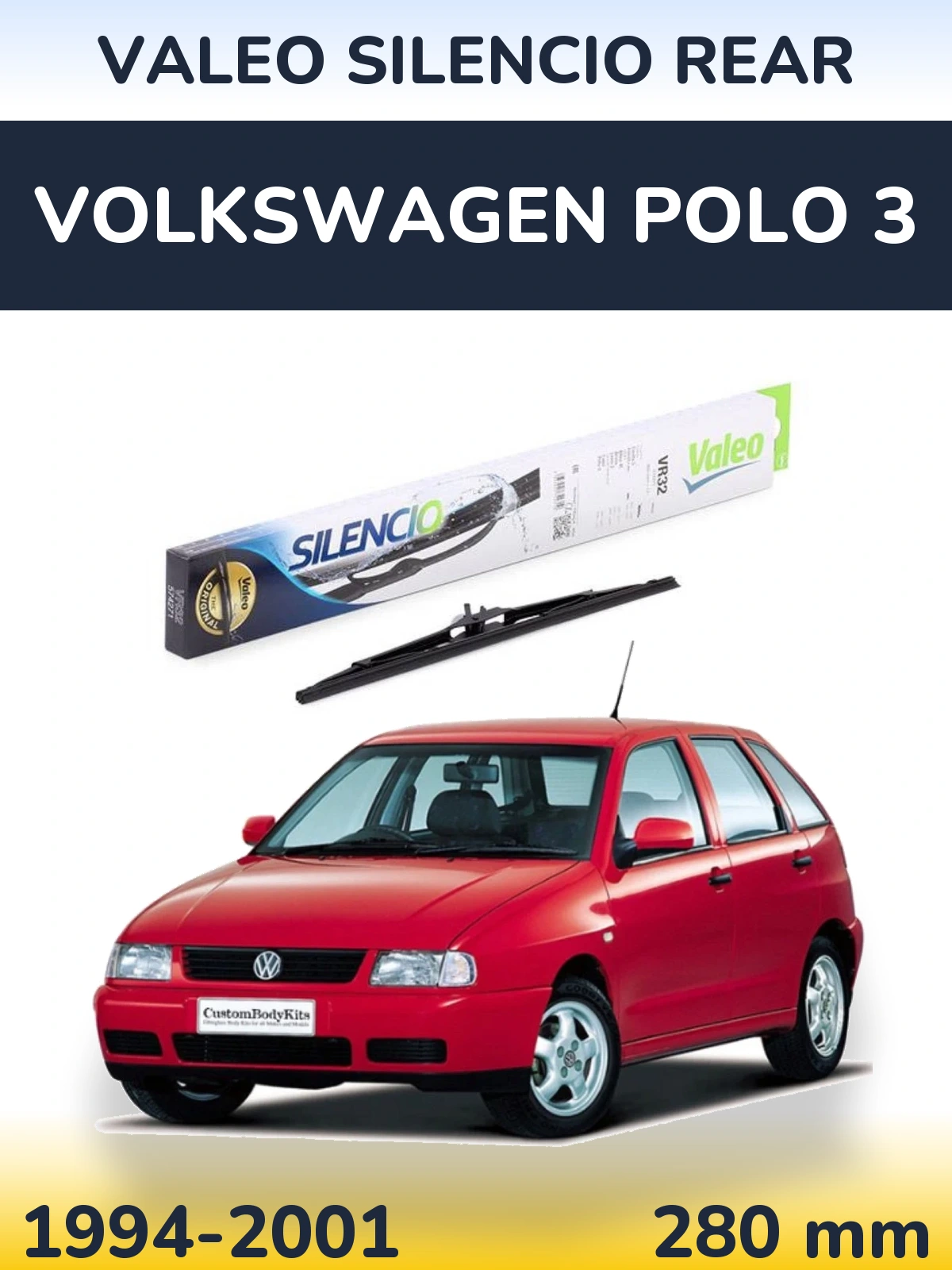 Rear wiper blade Valeo Silencio Rear 280 мм for Volkswagen Polo 3 1994-2001