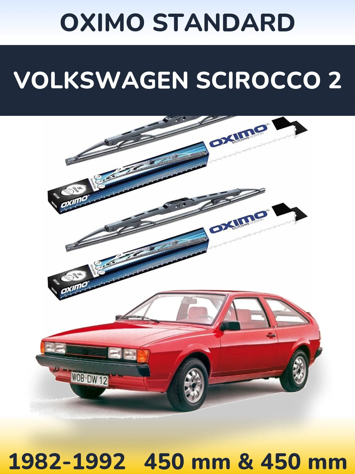 Комплект передніх щіток Oximo Standard 450 & 450 мм для Volkswagen Scirocco 2 1982-1992