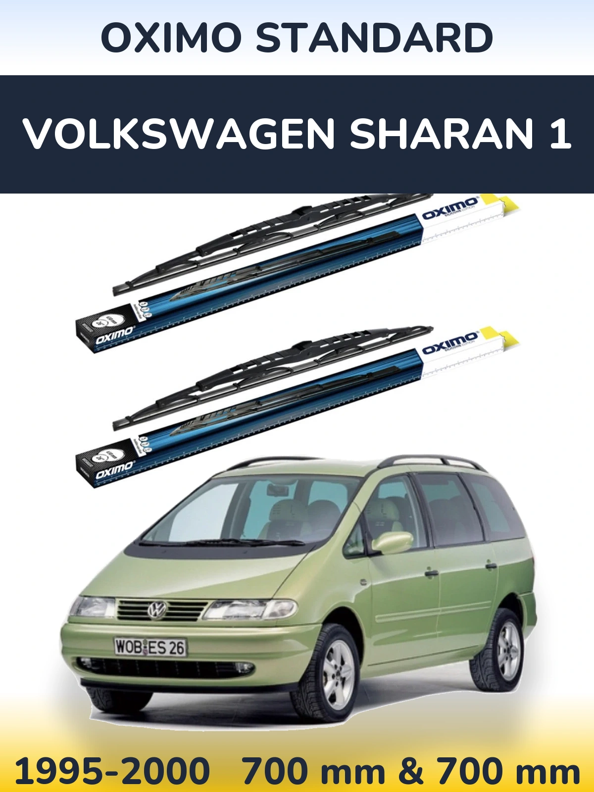 Front wiper blade set Oximo Standard 700 & 700 мм for Volkswagen Sharan 1 1995-2000