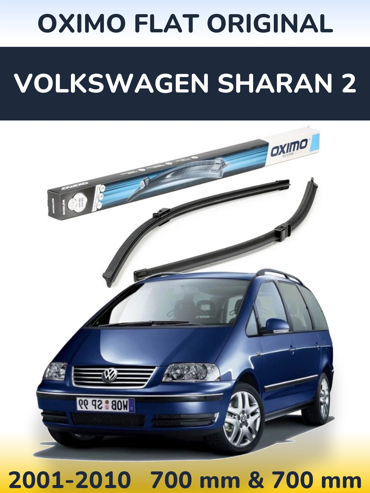 Front wiper blade set Oximo Flat Original 700 & 700 мм for Volkswagen Sharan 2 2001-2010