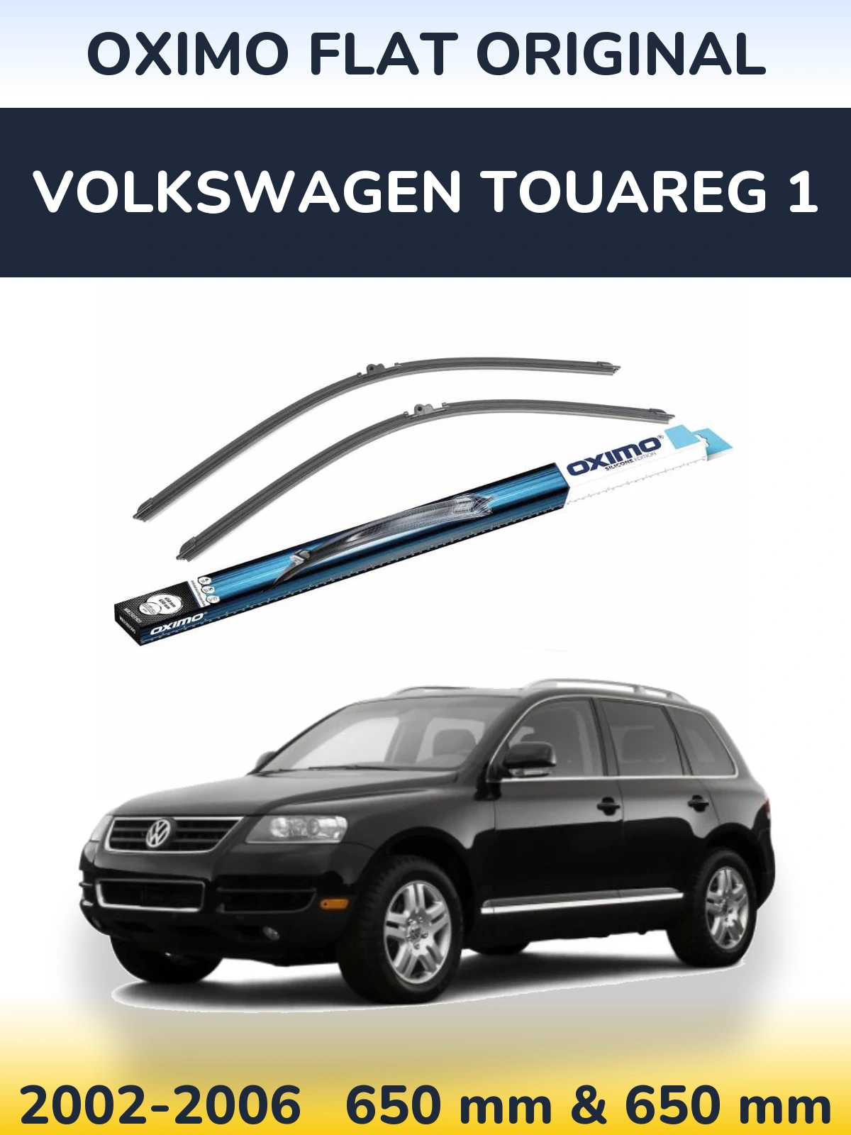 Комплект передних дворников Oximo Flat Original 650 & 650 мм для Volkswagen Touareg 1 2002-2006