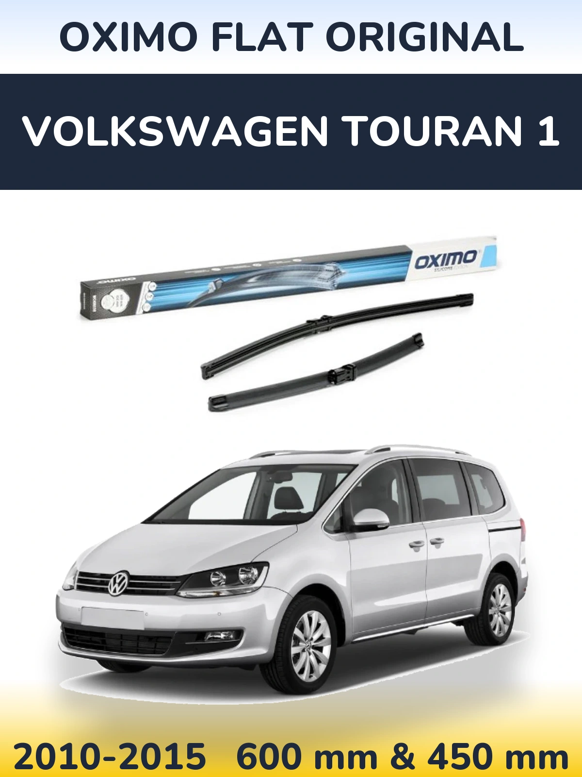 Front wiper blade set Oximo Flat Original 600 & 450 мм for Volkswagen Touran 1 2010-2015