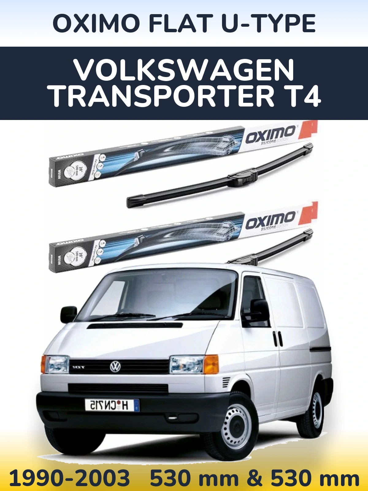Комплект передних дворников Oximo Flat U-type 530 & 530 мм для Volkswagen Transporter T4 1990-2003