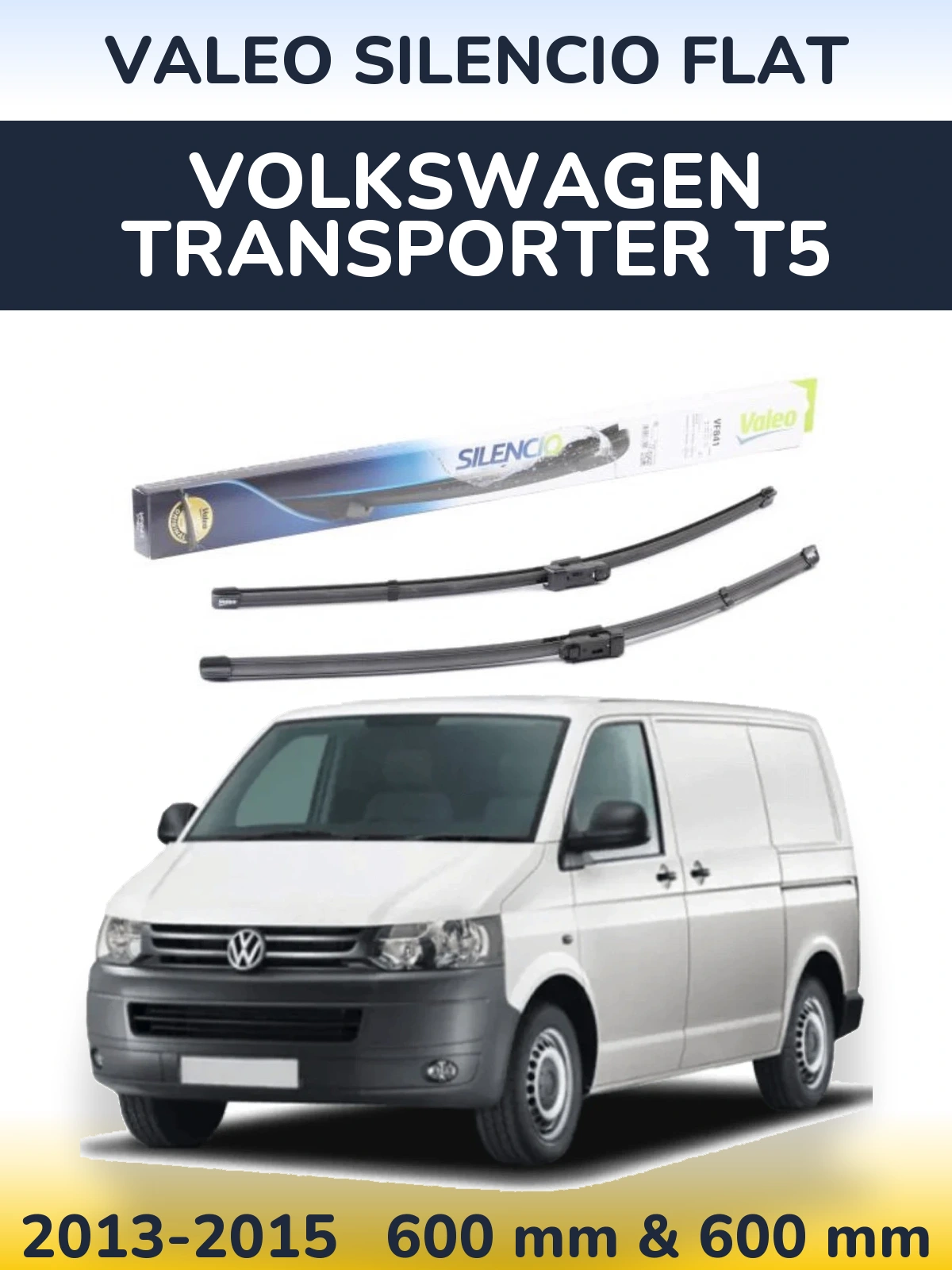 Комплект передних дворников Valeo Silencio Flat 600 & 600 мм для Volkswagen Transporter T5 2013-2015