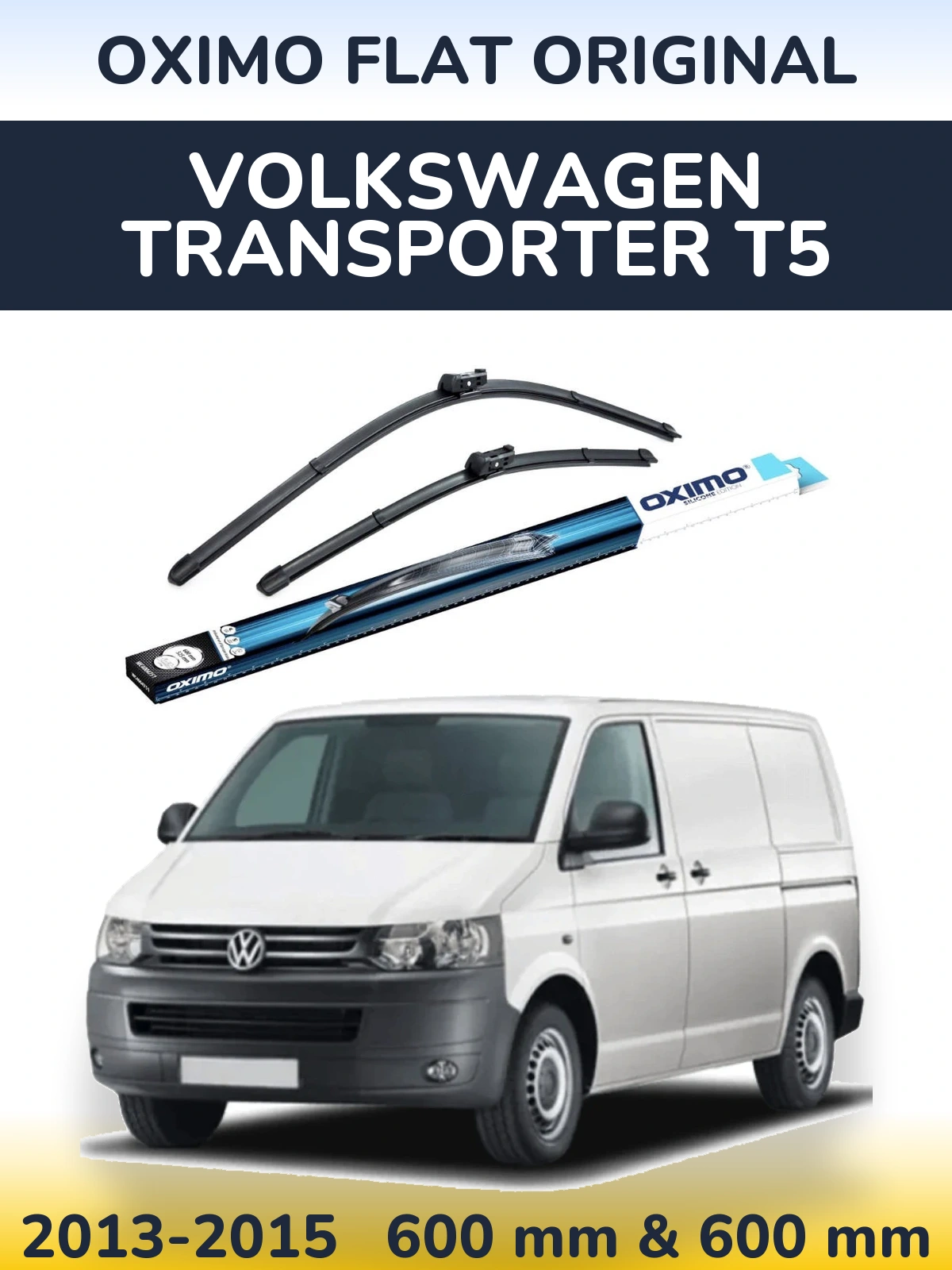 Комплект передних дворников Oximo Flat Original 600 & 600 мм для Volkswagen Transporter T5 2013-2015