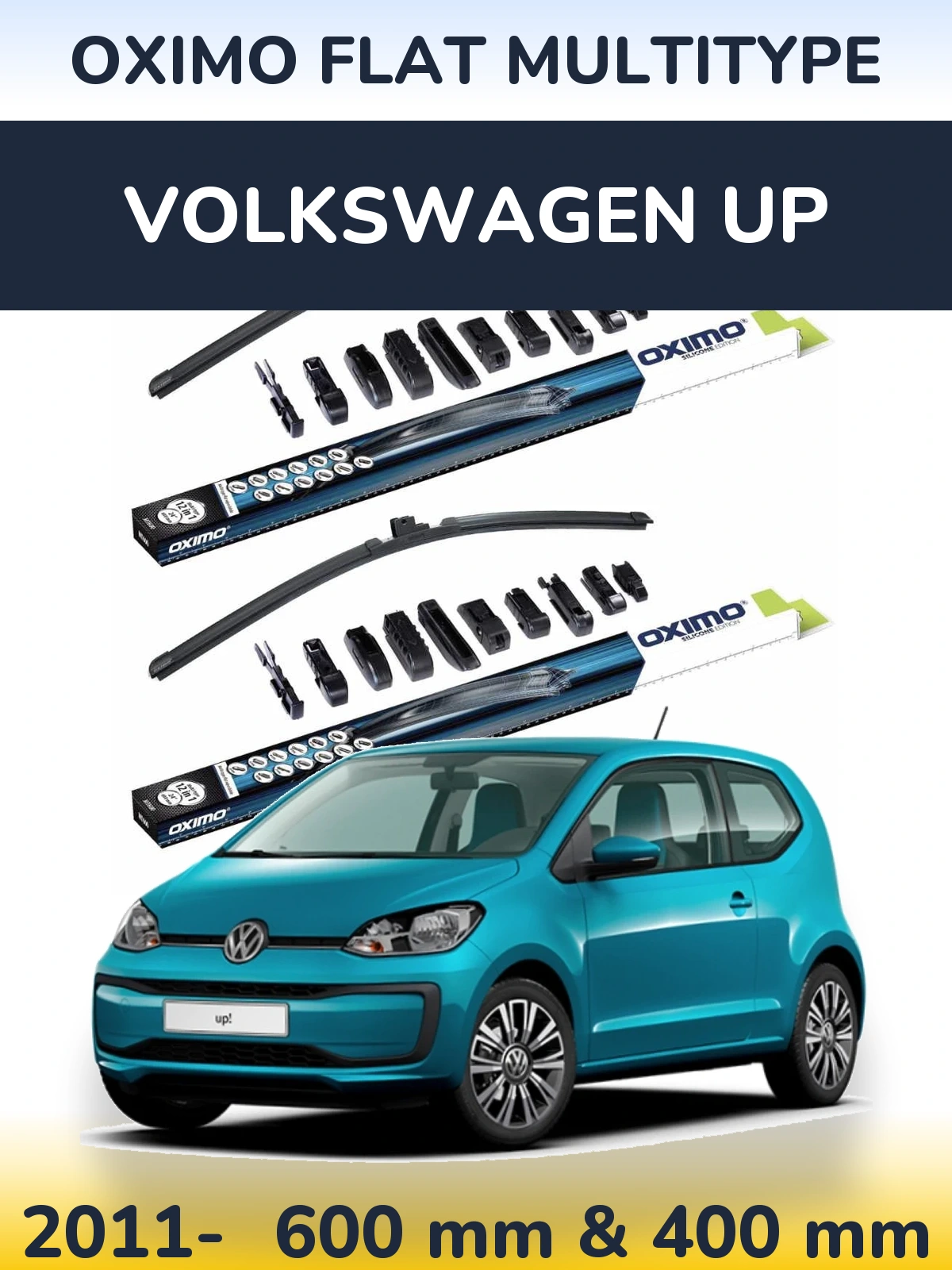 Komplet przednich wycieraczek Oximo Flat MultiType 600 & 400 mm do Volkswagen Up 2011-2026