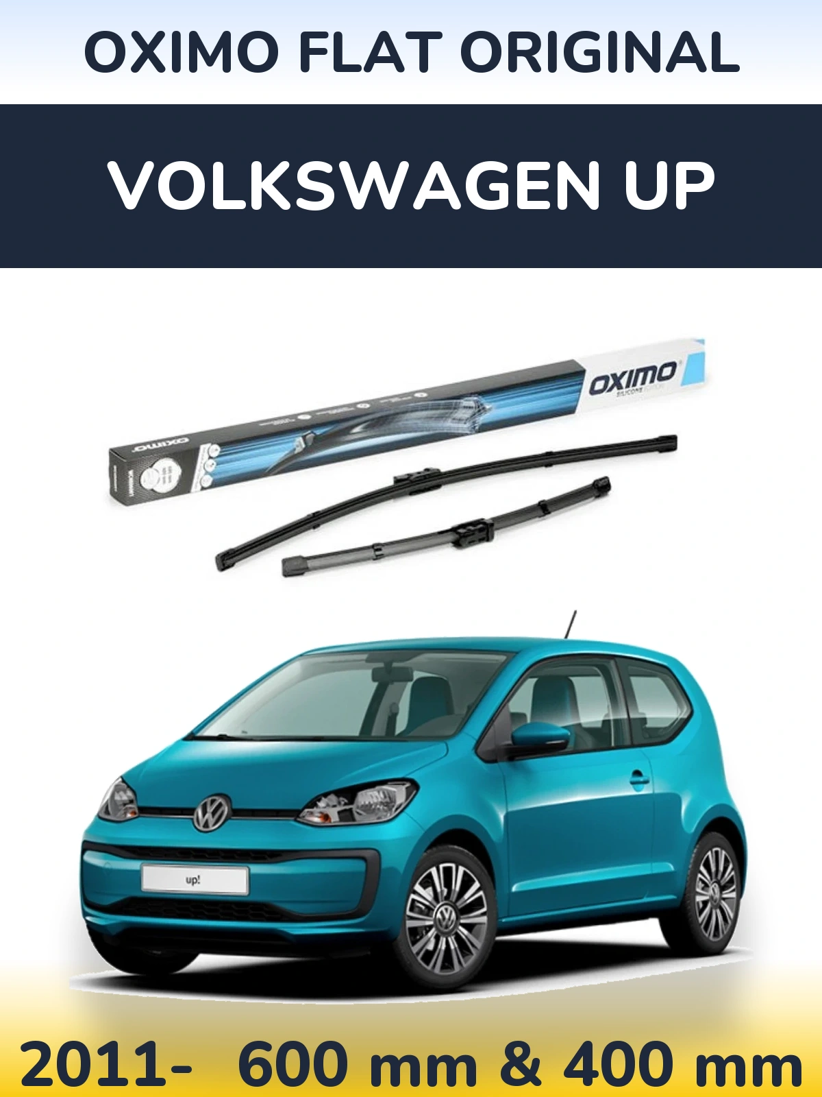Front wiper blade set Oximo Flat Original 600 & 400 мм for Volkswagen Up 2011-2026