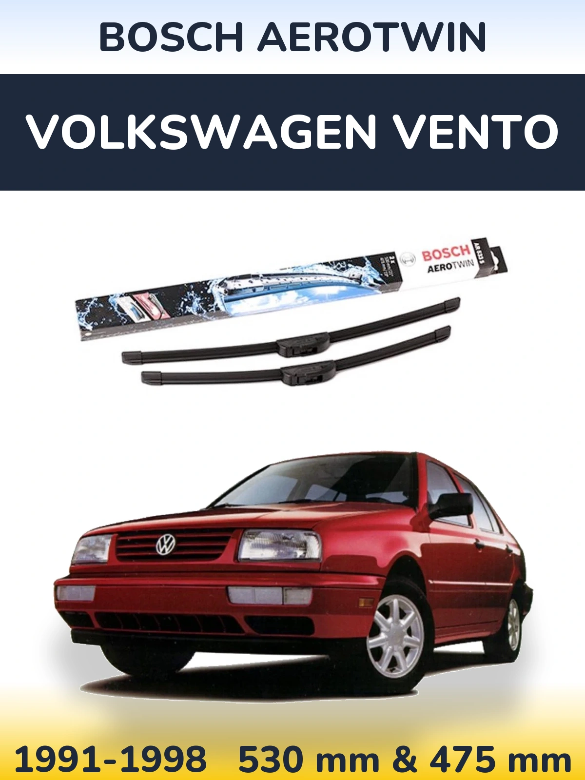 Komplet przednich wycieraczek BOSCH AeroTwin 530 & 475 mm do Volkswagen Vento 1991-1998