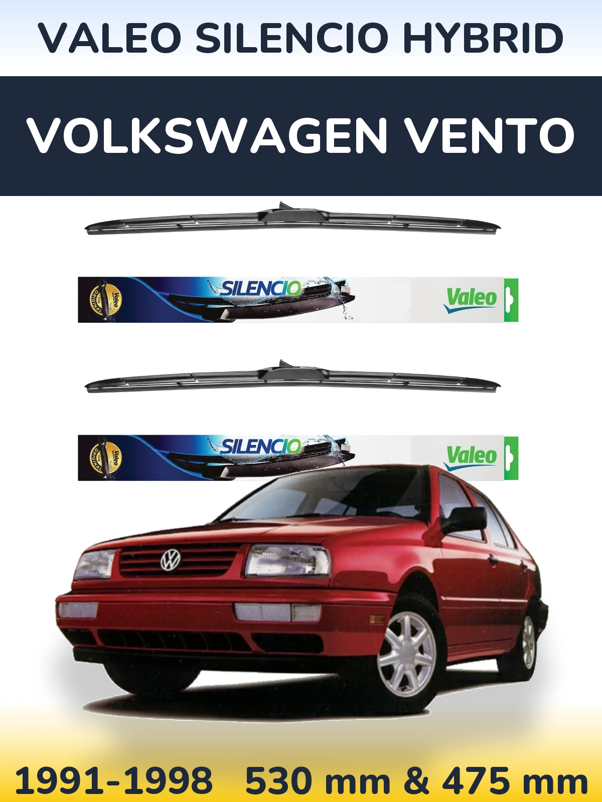 Komplet przednich wycieraczek Valeo Silencio Hybrid 530 & 475 mm do Volkswagen Vento 1991-1998