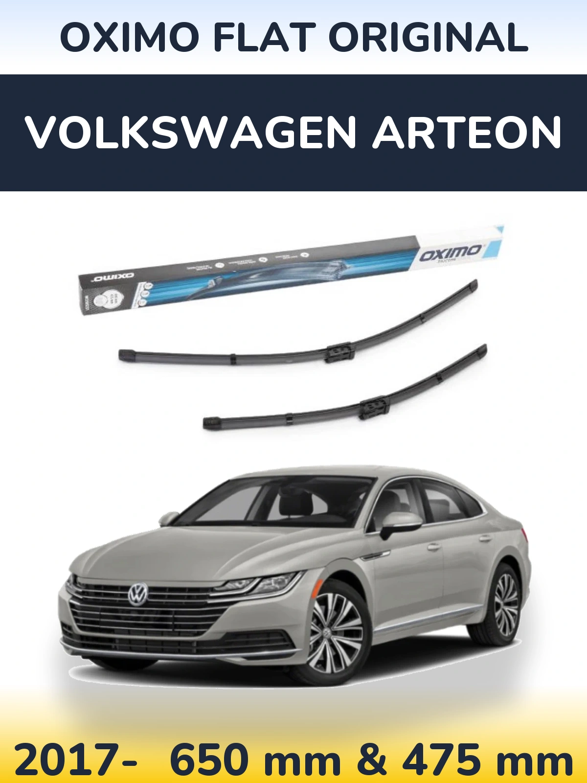 Komplet przednich wycieraczek Oximo Flat Original 650 & 475 mm do Volkswagen Arteon 2017-2026