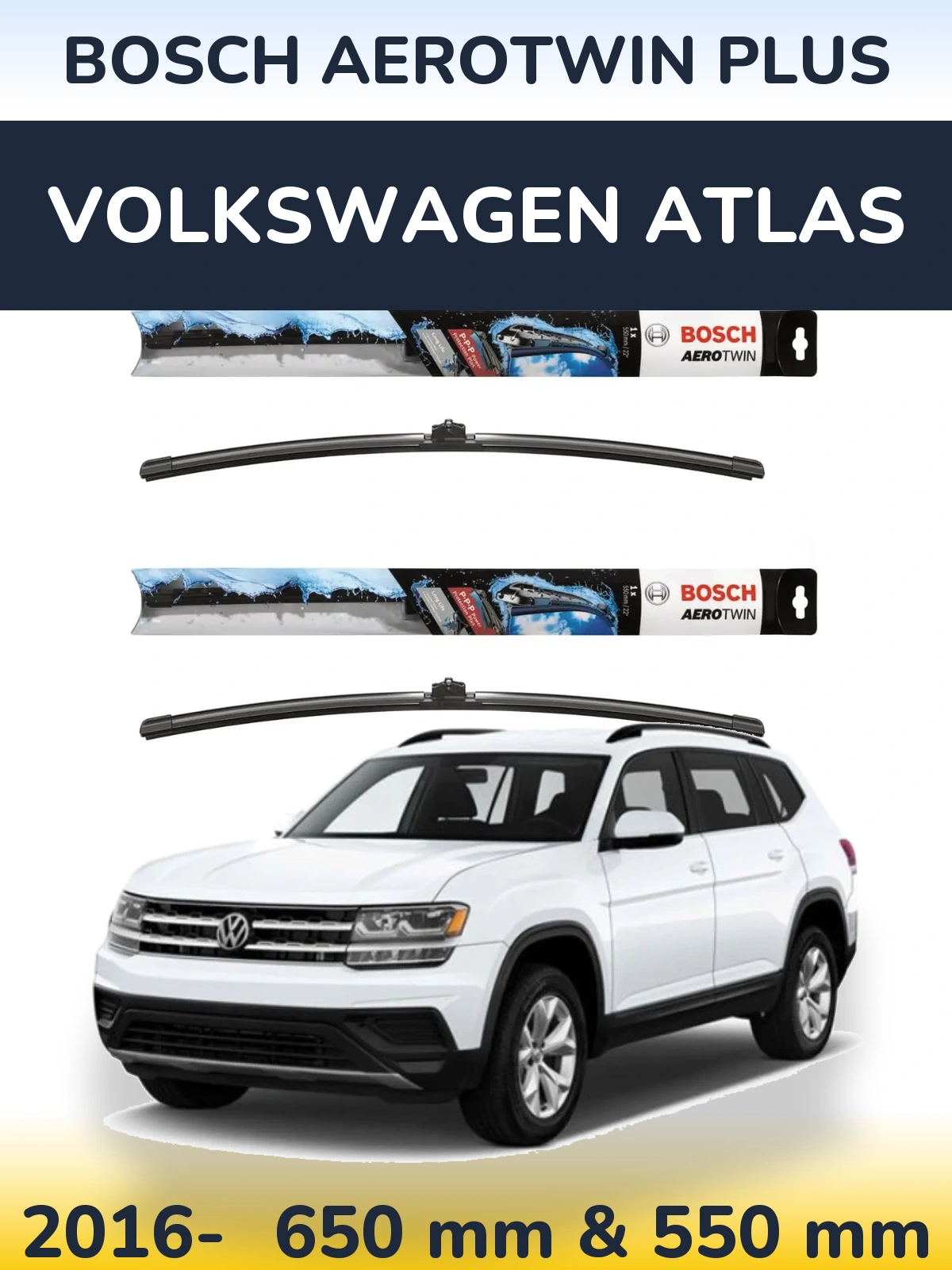 Komplet przednich wycieraczek BOSCH AeroTwin Plus 650 & 550 mm do Volkswagen Atlas 2016-2026