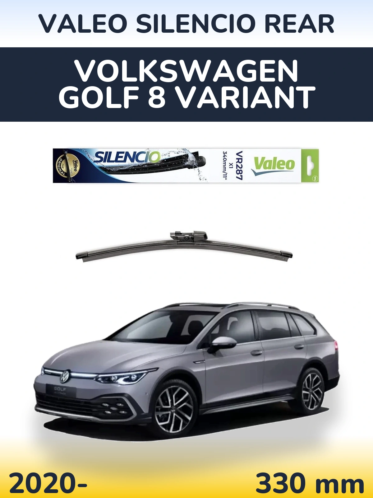 Rear wiper blade Valeo Silencio Rear 340 мм for Volkswagen Golf 8 Variant 2020-2026