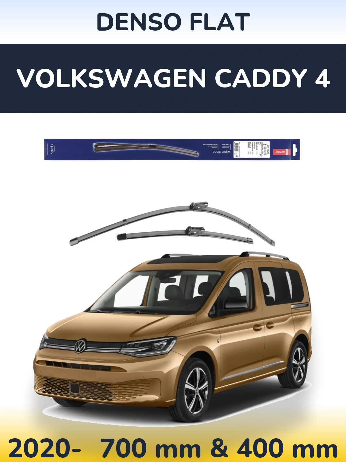 Front wiper blade set Denso Flat 700 & 400 mm for Volkswagen Caddy 4 2020-2026