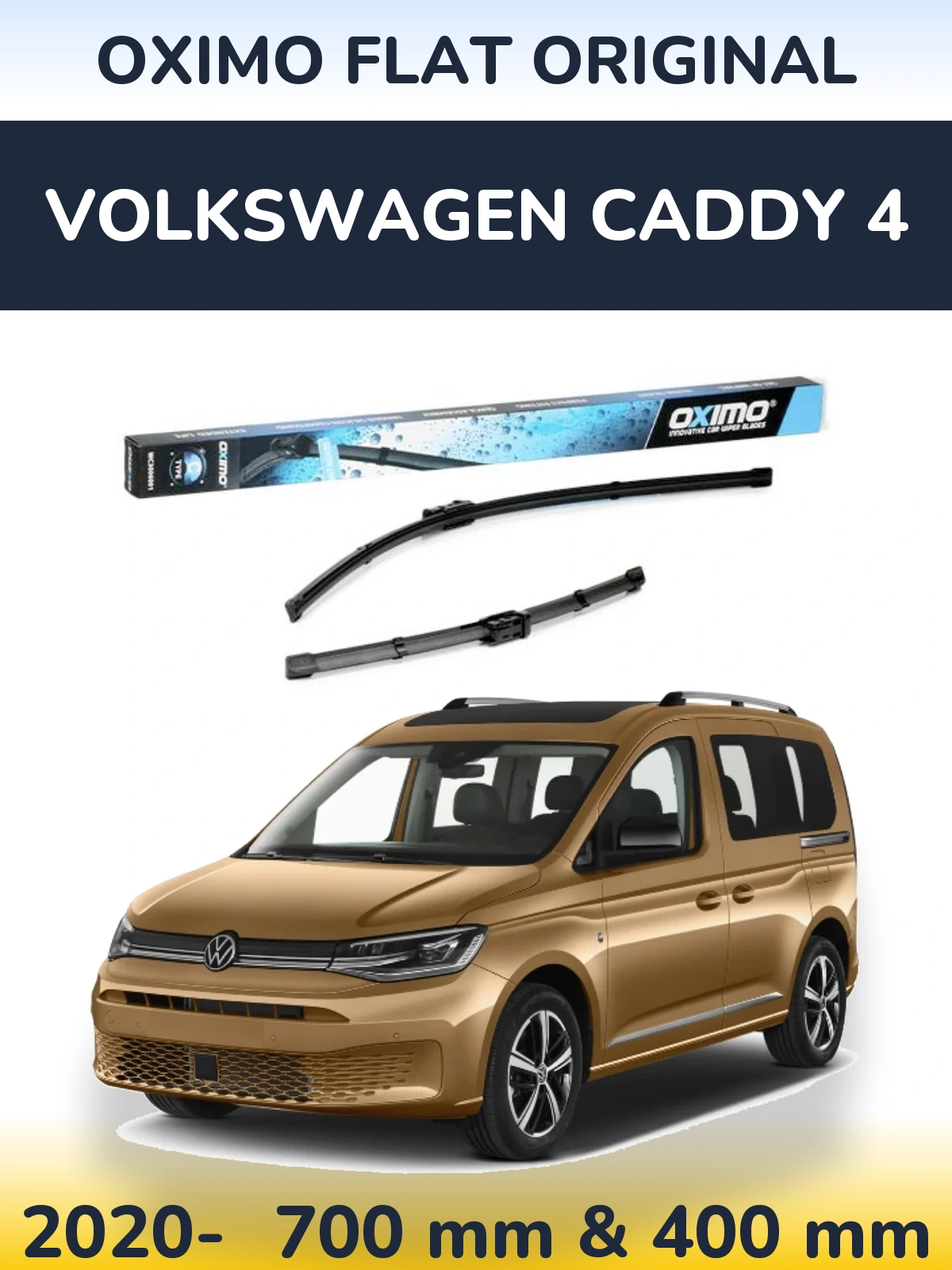 Front wiper blade set Oximo Flat Original 700 & 400 мм for Volkswagen Caddy 4 2020-2026