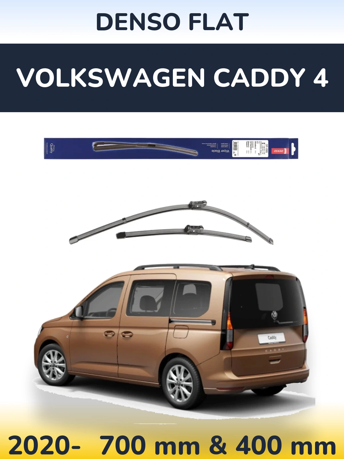 Комплект передних дворников Denso Flat 700 & 400 мм для Volkswagen Caddy 4 2020-2026