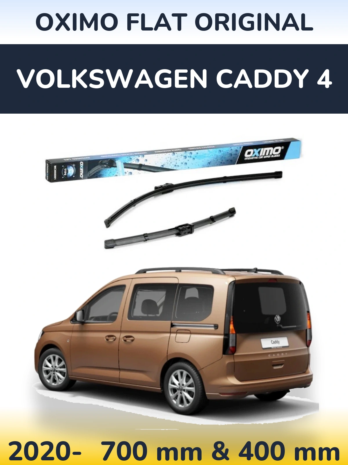 Комплект передних дворников Oximo Flat Original 700 & 400 мм для Volkswagen Caddy 4 2020-2026