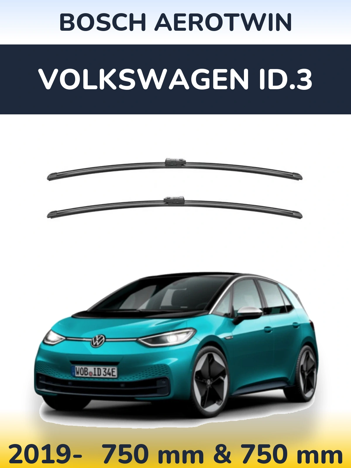 Front wiper blade set BOSCH AeroTwin 750 & 750 мм for Volkswagen ID.3 2019-2026