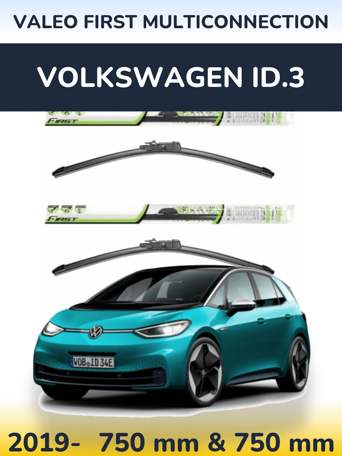 Komplet przednich wycieraczek Valeo First MultiConnection 750 & 750 mm do Volkswagen ID.3 2019-2026