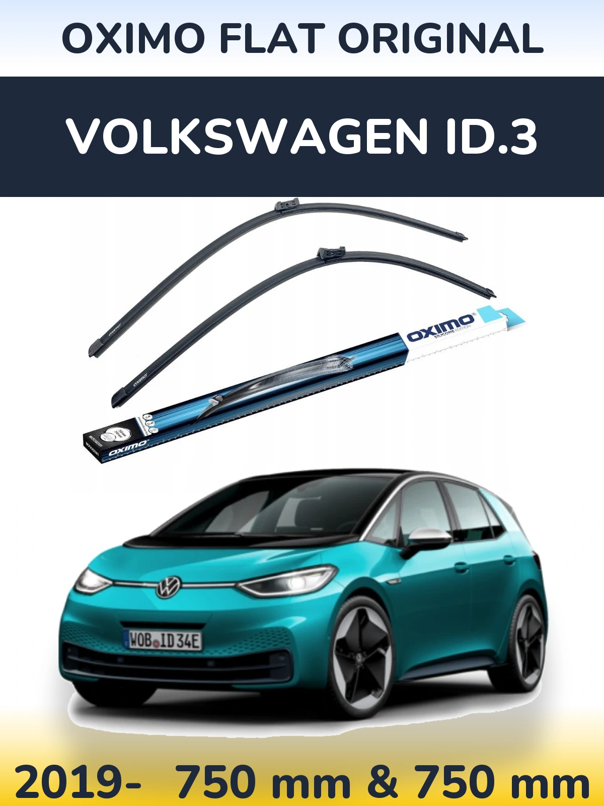 Front wiper blade set Oximo Flat Original 750 & 750 мм for Volkswagen ID.3 2019-2026