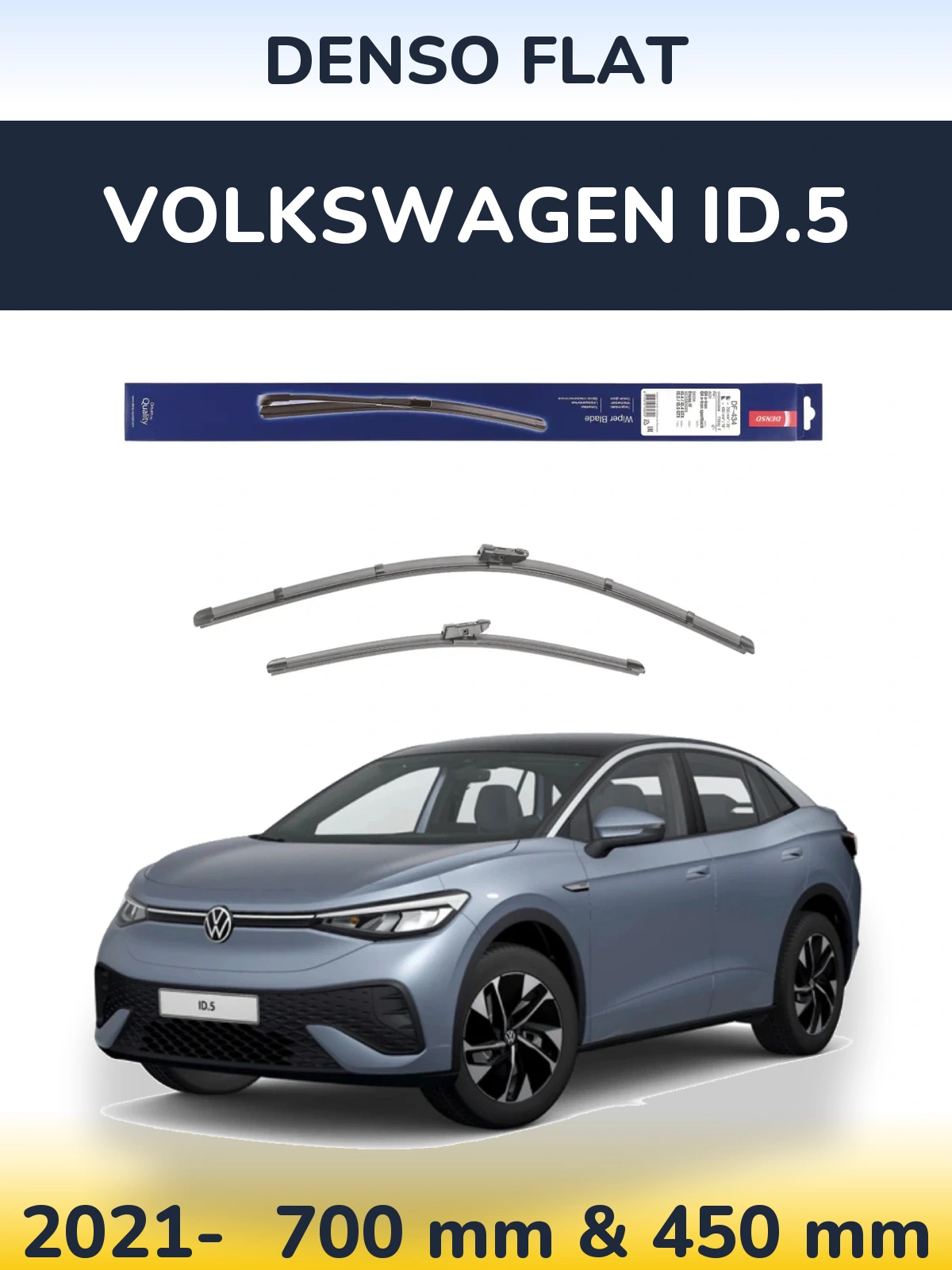 Front wiper blade set Denso Flat 700 & 450 мм for Volkswagen ID.5 2021-2026