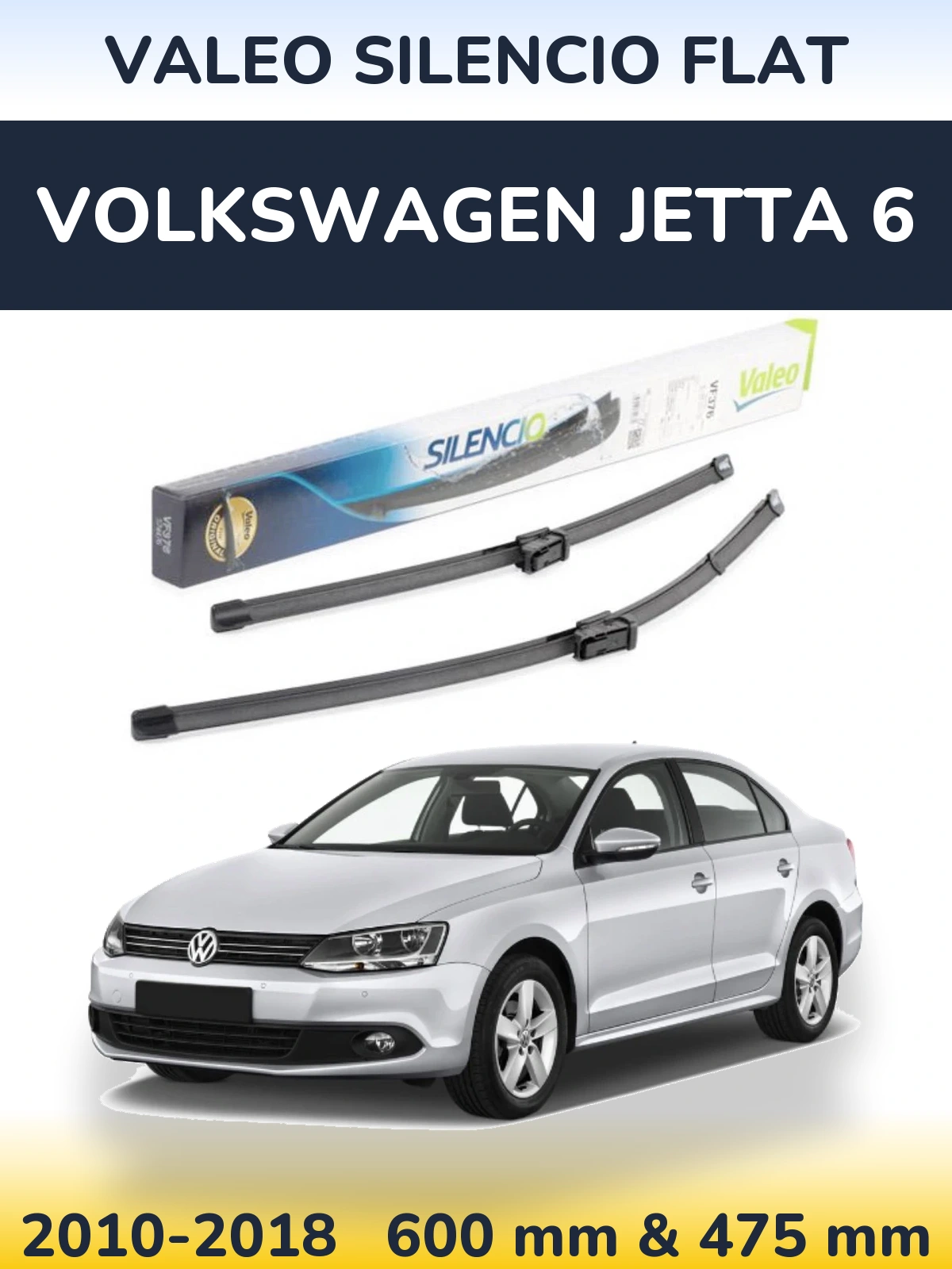 Komplet przednich wycieraczek Valeo Silencio Flat 600 & 475 mm do Volkswagen Jetta 6 2010-2018