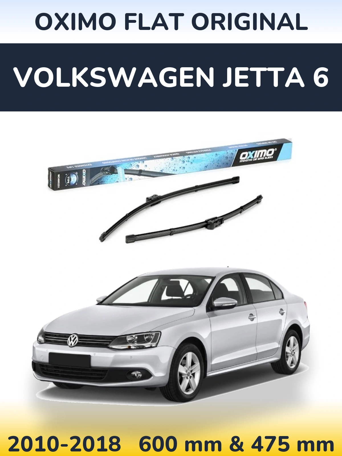 Front wiper blade set Oximo Flat Original 600 & 475 mm for Volkswagen Jetta 6 2010-2018
