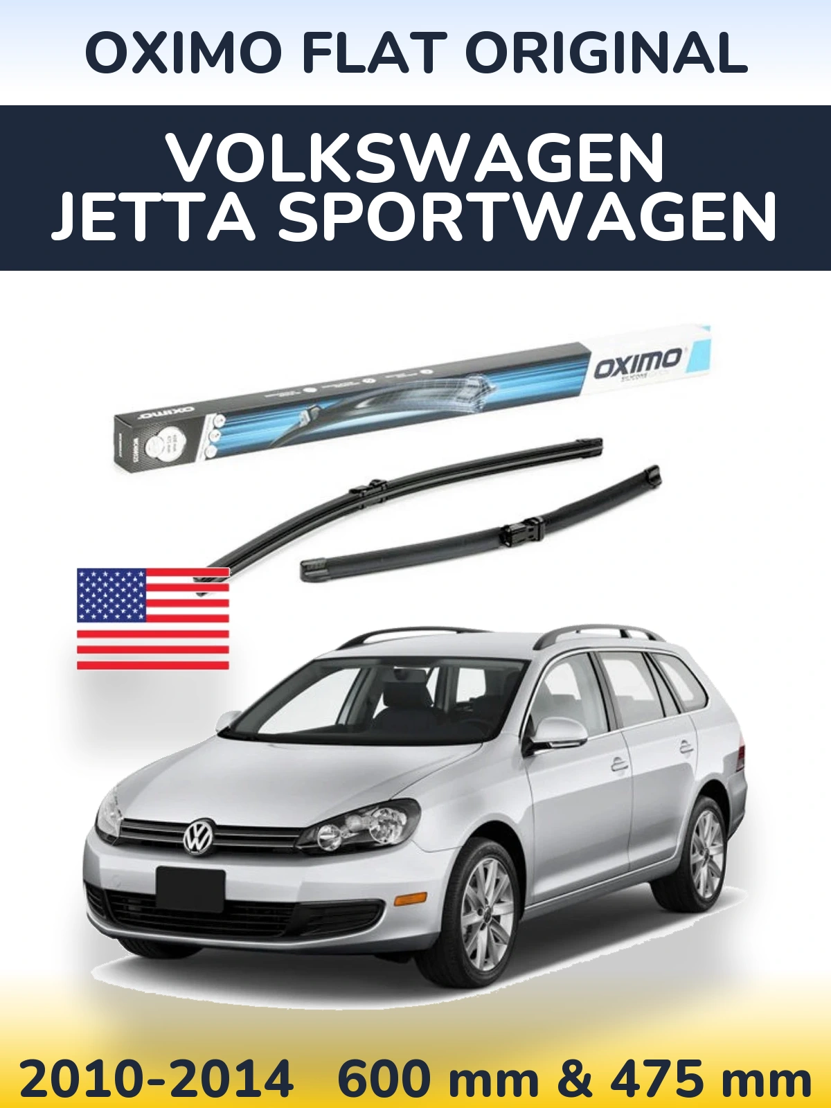 Комплект передних дворников Oximo Flat Original 600 & 475 мм для Volkswagen Jetta SportWagen 2010-2014