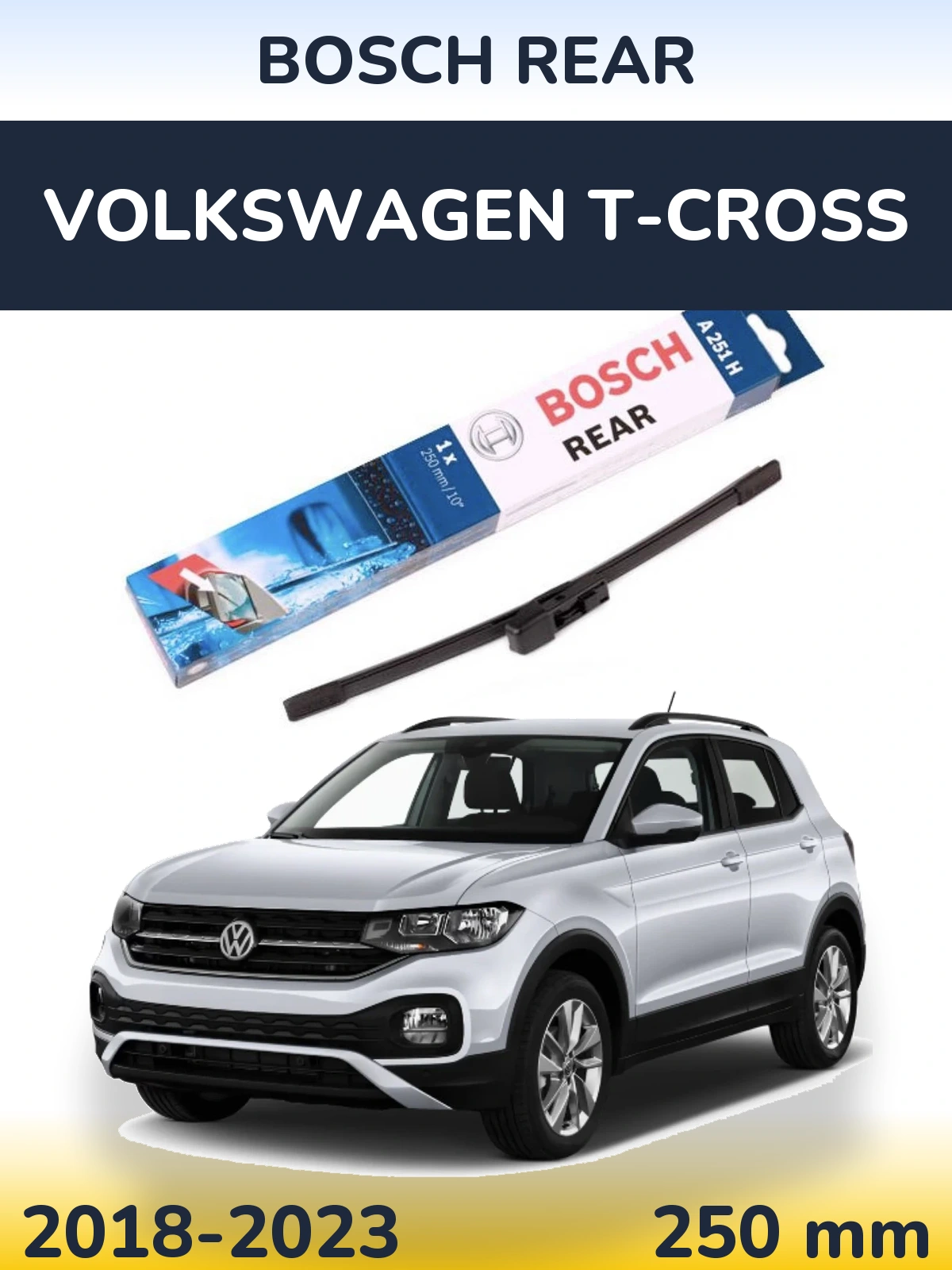 Задний дворник BOSCH Rear 250 мм для Volkswagen T-Cross 2018-2023