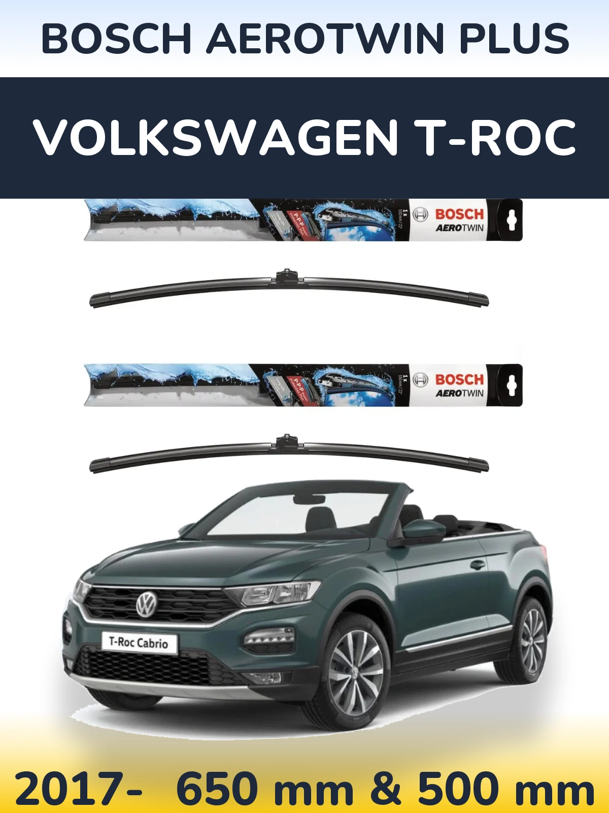 Komplet przednich wycieraczek BOSCH AeroTwin Plus 650 & 500 mm do Volkswagen T-Roc 2017-2026