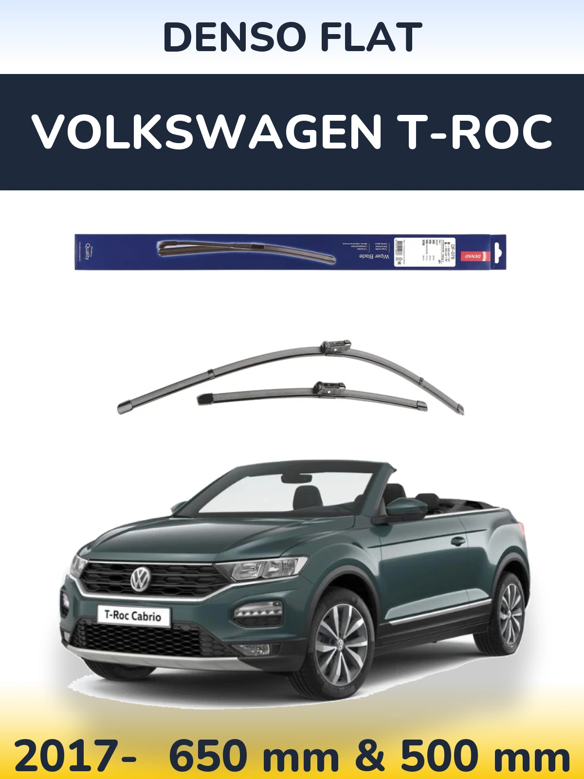 Komplet przednich wycieraczek Denso Flat 630 & 500 mm do Volkswagen T-Roc 2017-2026