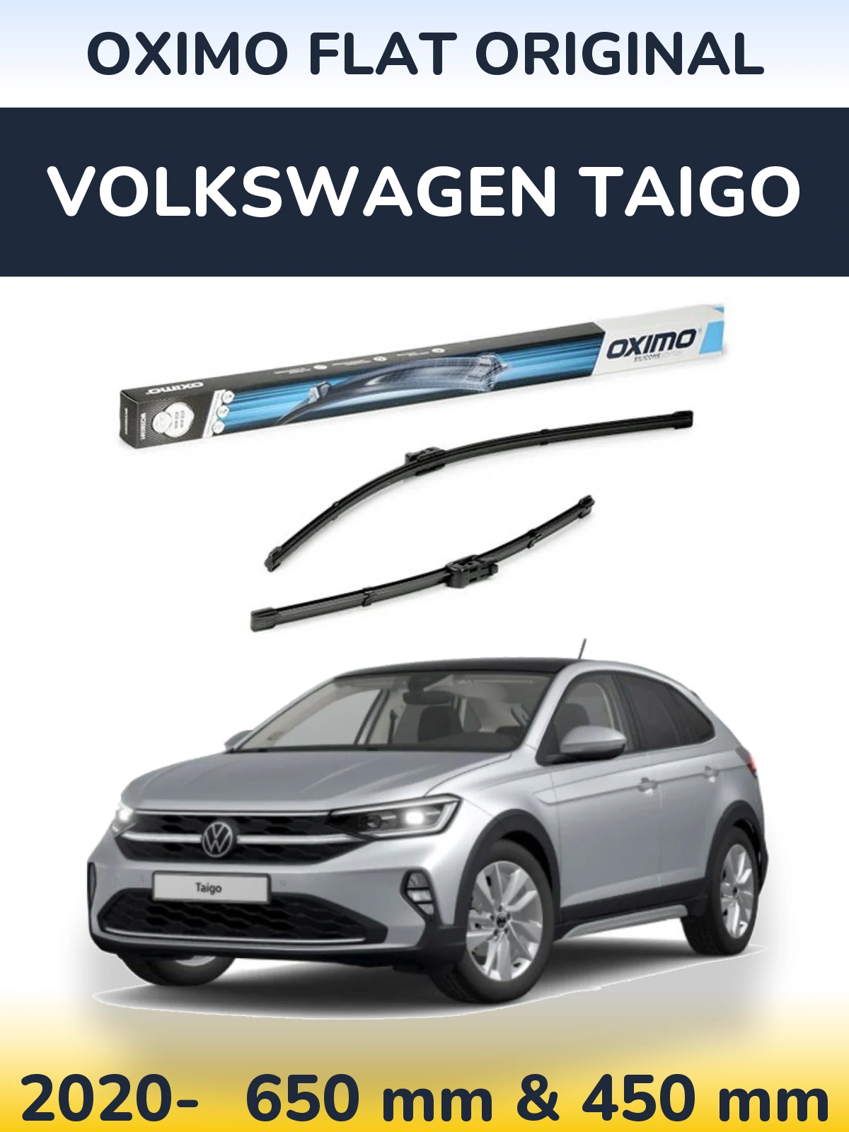 Front wiper blade set Oximo Flat Original 650 & 450 мм for Volkswagen Taigo 2020-2026