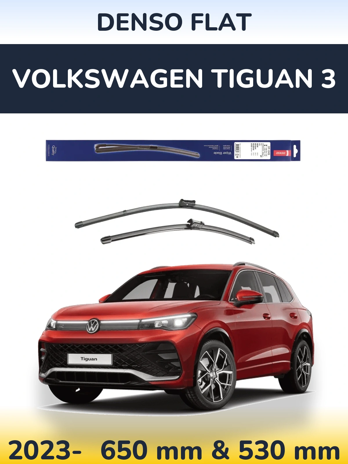 Комплект передніх щіток Denso Flat 640 & 520 мм для Volkswagen Tiguan 3 2023-2026