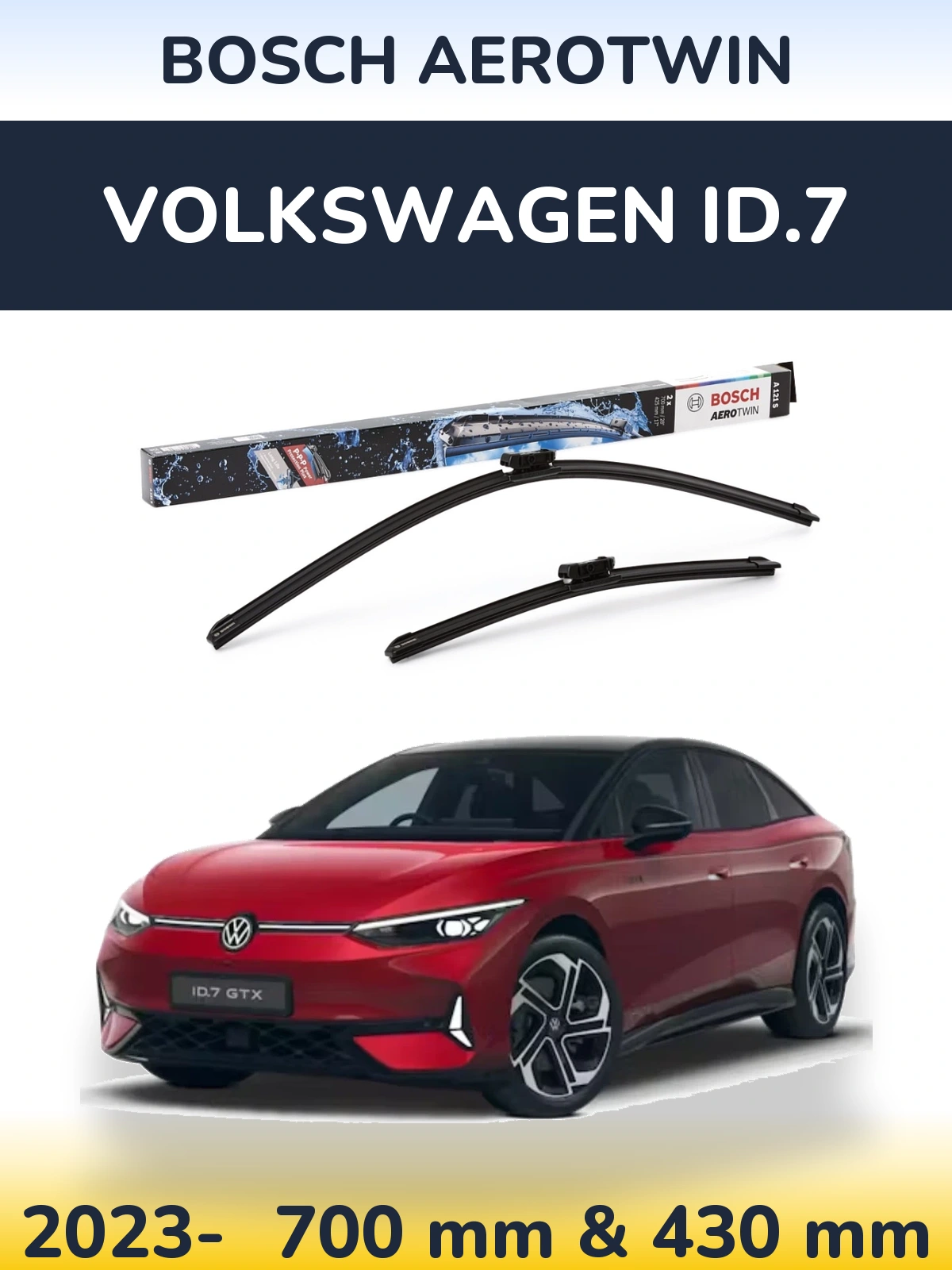 Front wiper blade set BOSCH AeroTwin 700 & 425 мм for Volkswagen ID.7 2023-2026