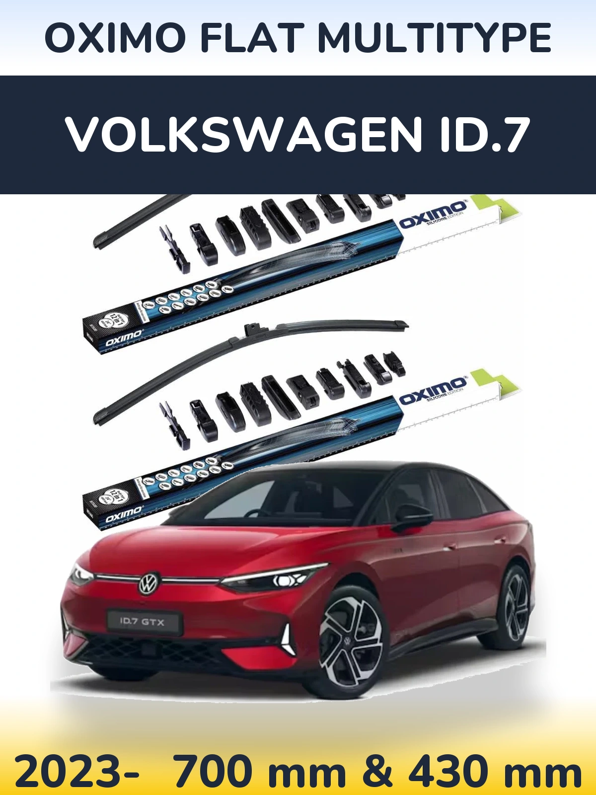 Front wiper blade set Oximo Flat MultiTypee 700 & 430 мм for Volkswagen ID.7 2023-2026