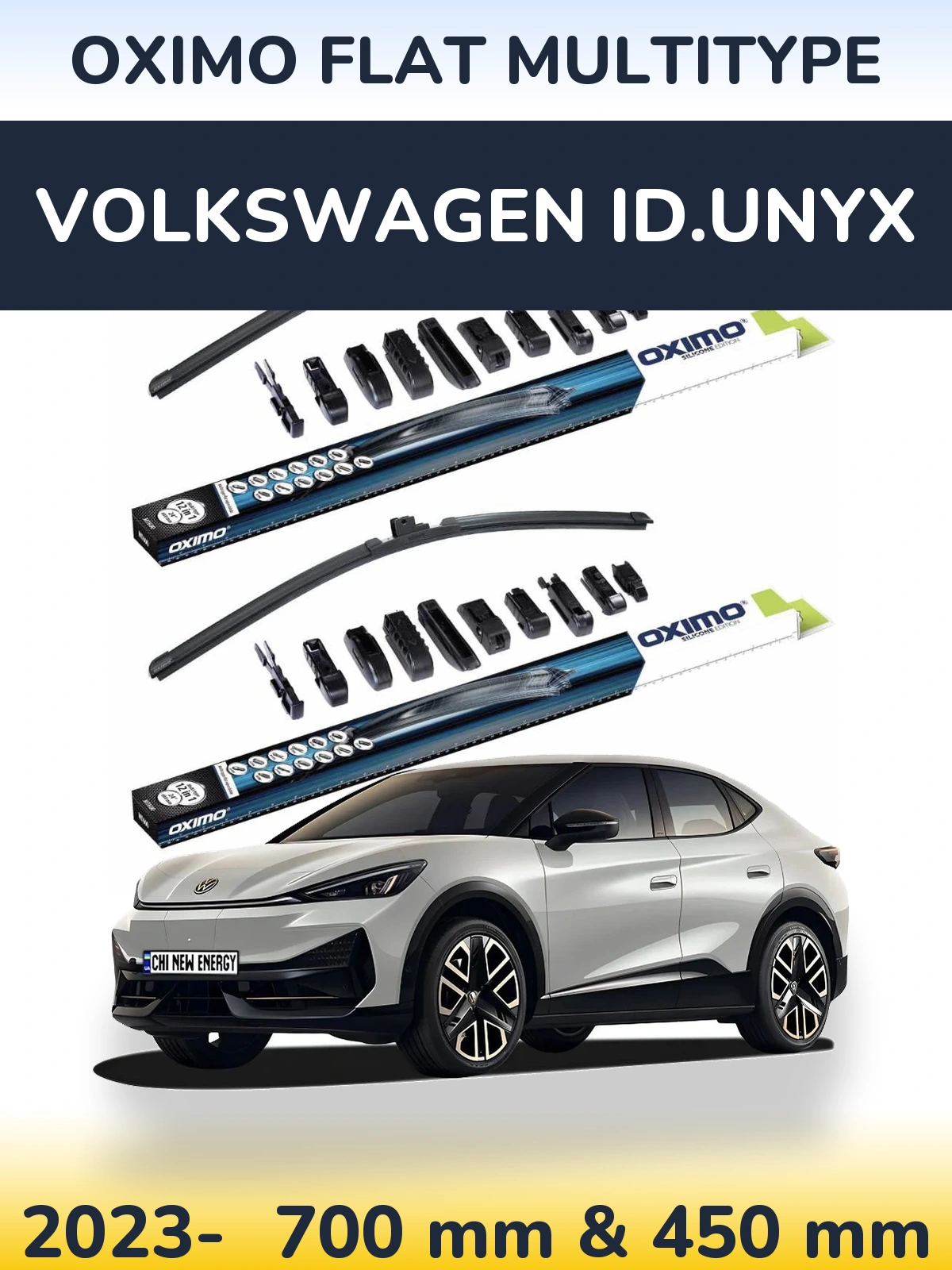 Комплект передних дворников Oximo Flat MultiТипe 700 & 450 мм для Volkswagen ID.UNYX 2023-2026