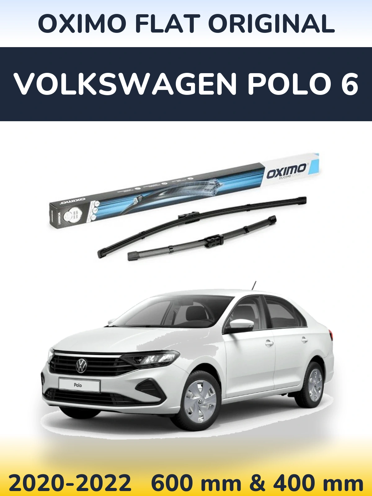 Комплект передніх щіток Oximo Flat Original 600 & 400 мм для Volkswagen Polo 6 2020-2022