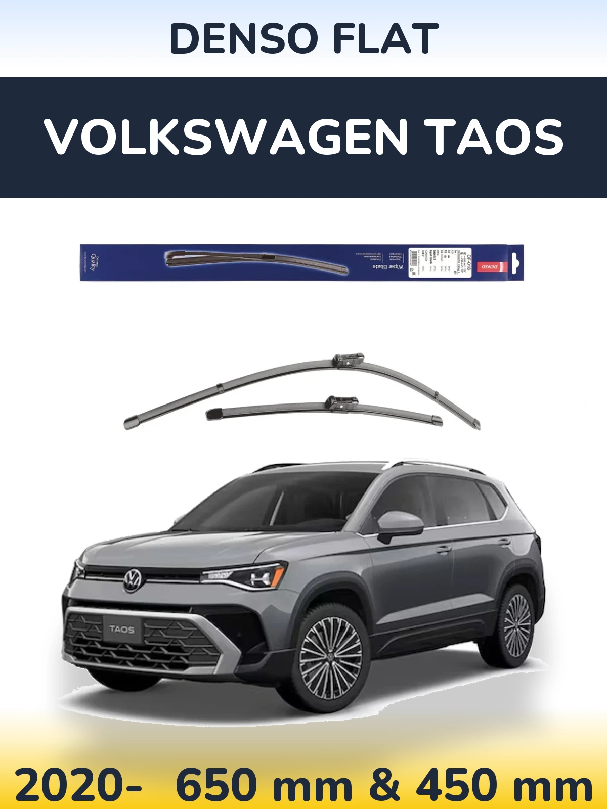 Front wiper blade set Denso Flat 650 & 450 мм for Volkswagen Taos 2020-2026