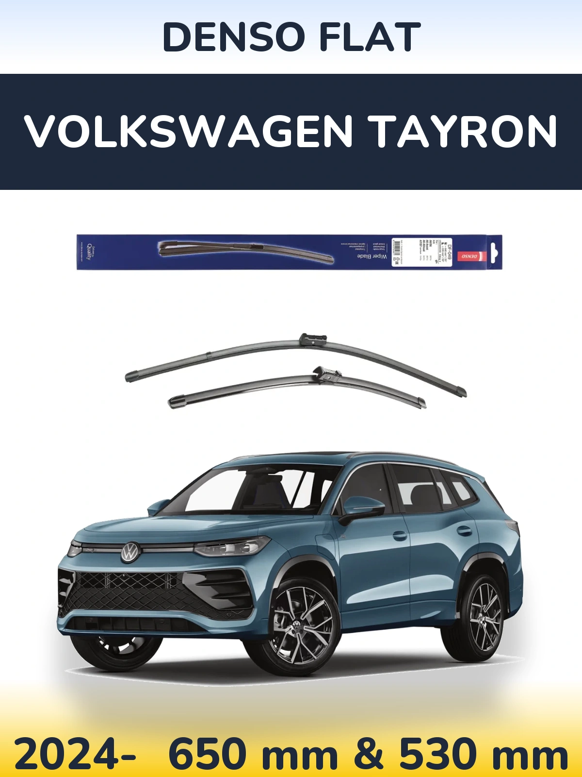 Front wiper blade set Denso Flat 640 & 520 мм for Volkswagen Tayron 2024-2026
