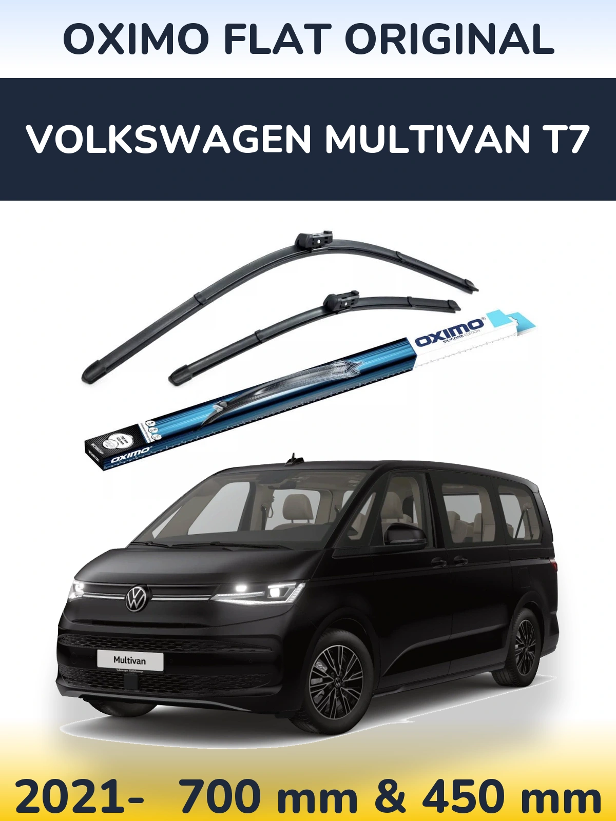 Комплект передних дворников Oximo Flat Original 700 & 450 мм для Volkswagen Multivan T7 2021-2026