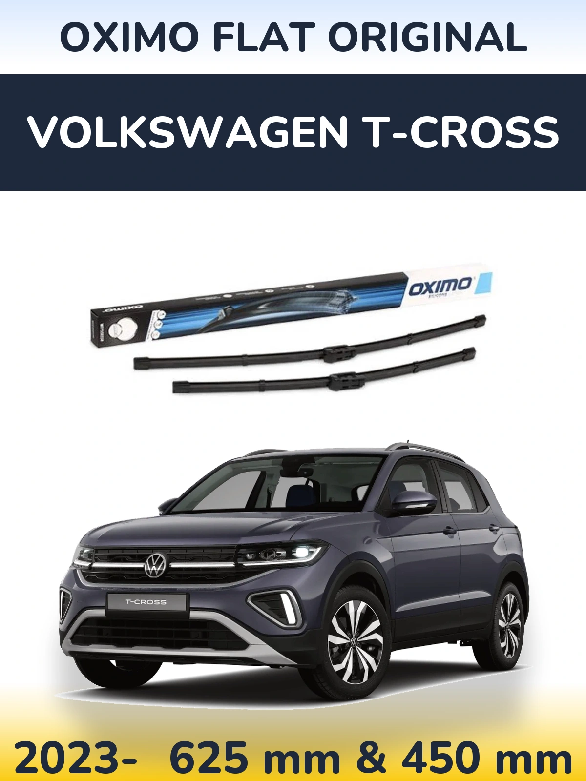 Front wiper blade set Oximo Flat Original 600 & 450 мм for Volkswagen T-Cross 2023-2026