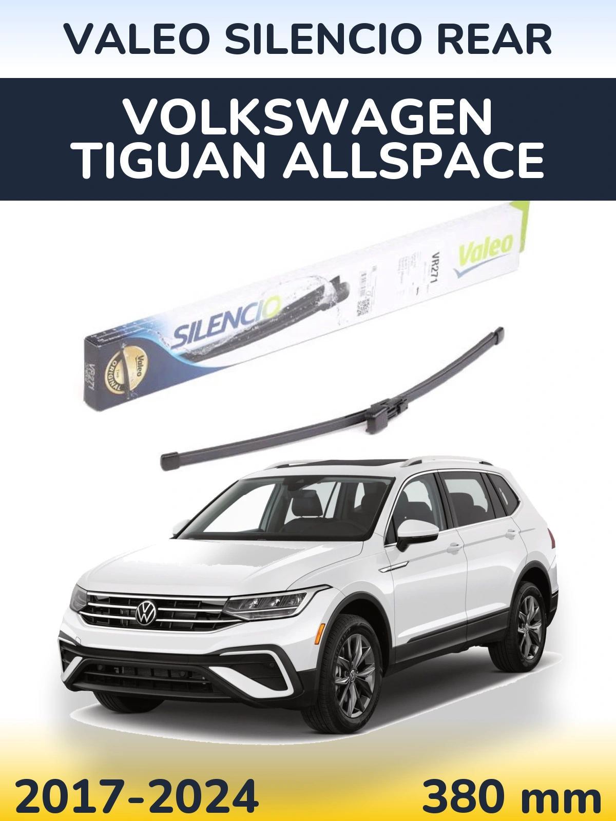 Rear wiper blade Valeo Silencio Rear 380 мм for Volkswagen Tiguan Allspace 2017-2024