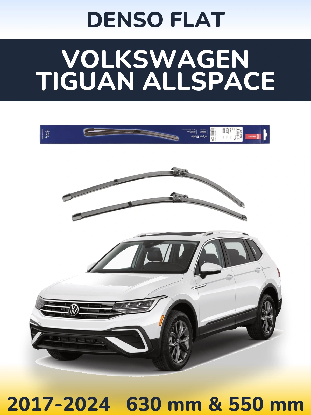 Front wiper blade set Denso Flat 630 & 550 мм for Volkswagen Tiguan Allspace 2017-2024
