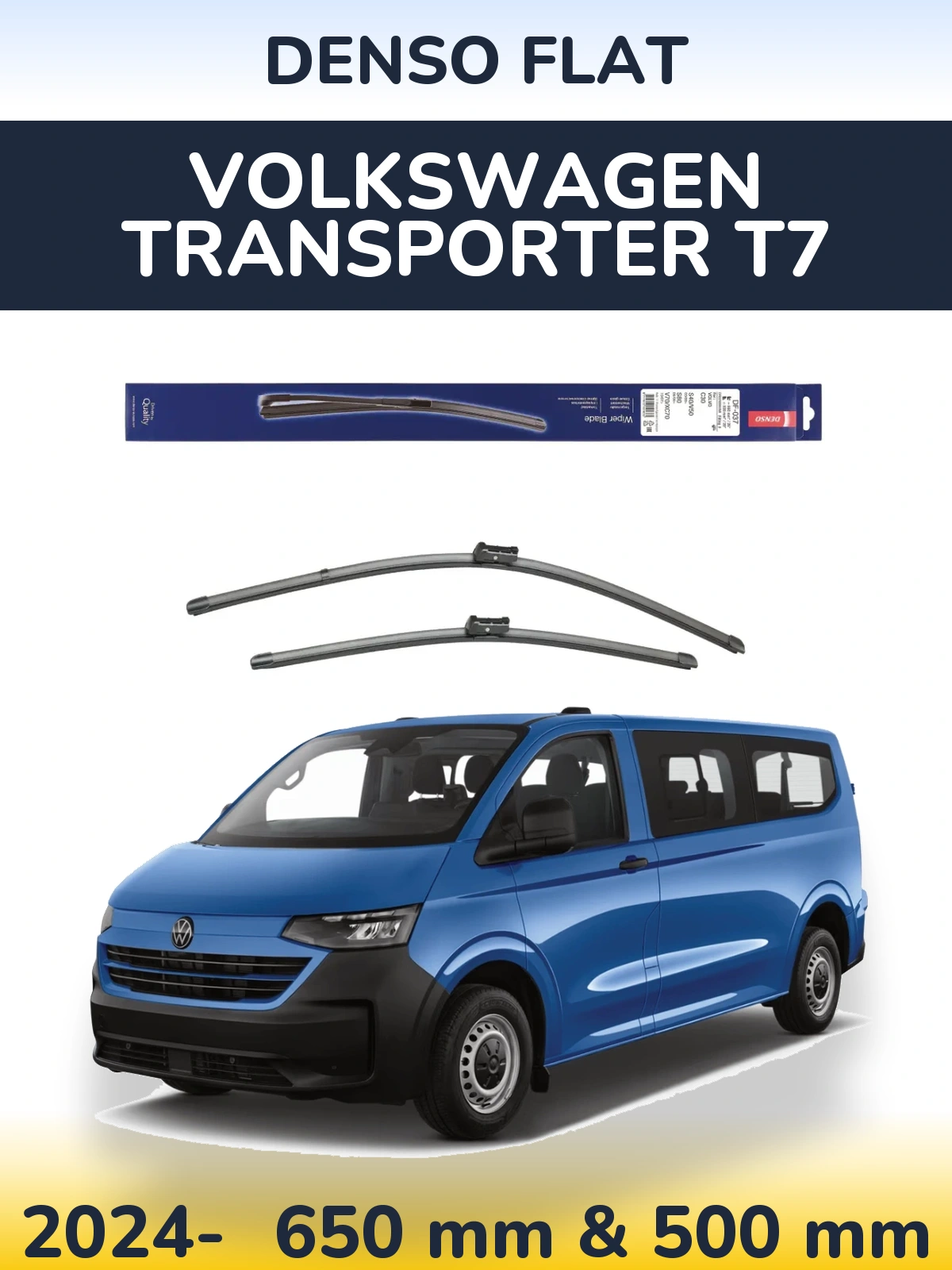 Front wiper blade set Denso Flat 650 & 500 мм for Volkswagen Transporter T7 2024-2026