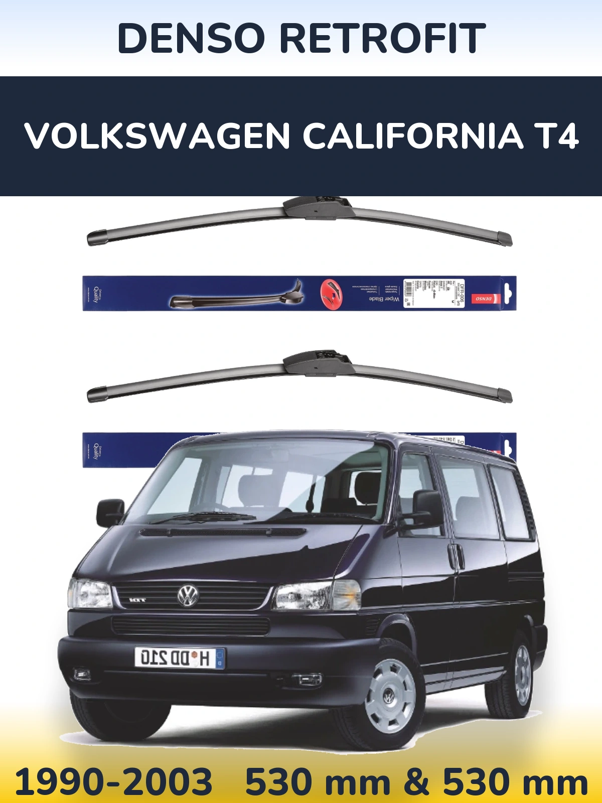 Front wiper blade set Denso Retrofit 530 & 530 мм for Volkswagen California T4 1990-2003