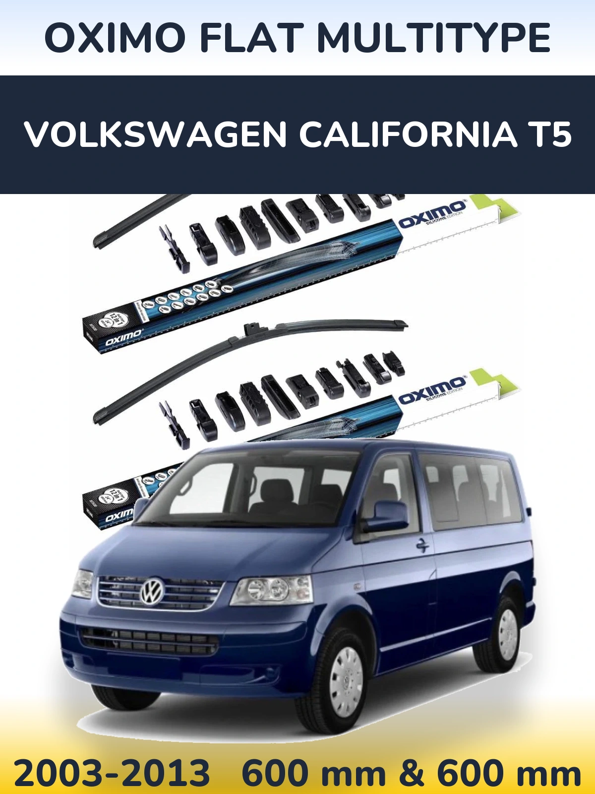 Комплект передних дворников Oximo Flat MultiТипe 600 & 600 мм для Volkswagen California T5 2003-2013